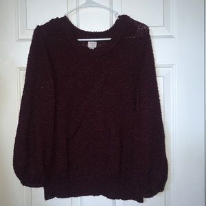 dark red knit sweater